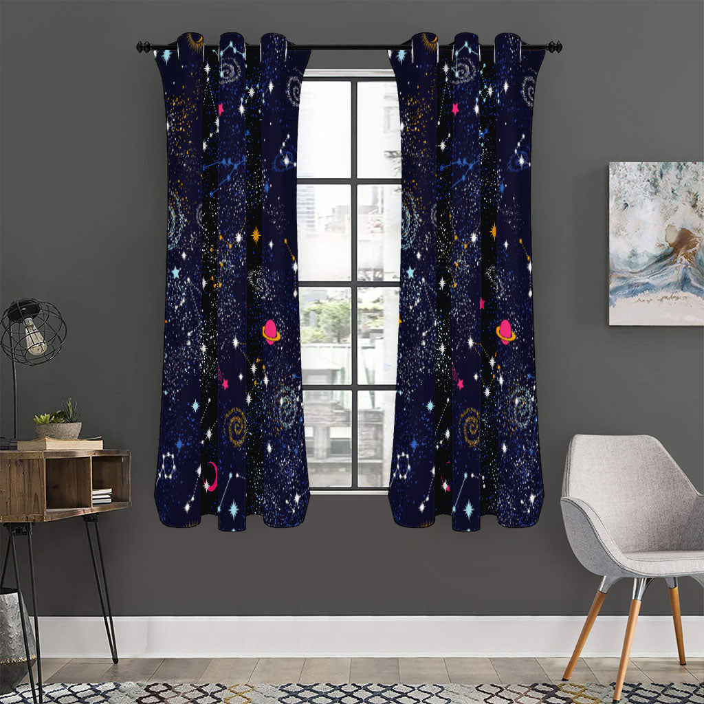 Zodiac Star Signs Galaxy Space Print Curtain