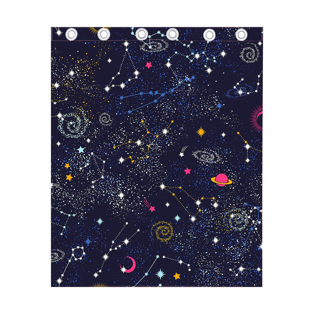 Zodiac Star Signs Galaxy Space Print Curtain