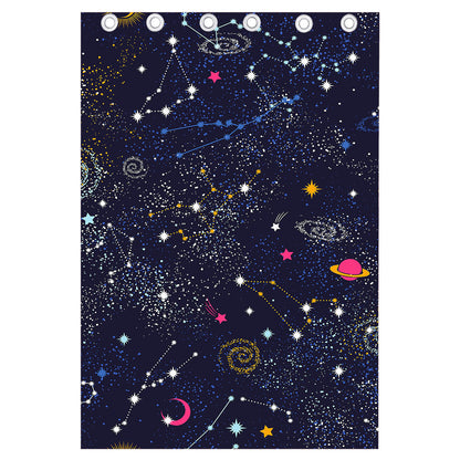 Zodiac Star Signs Galaxy Space Print Curtain
