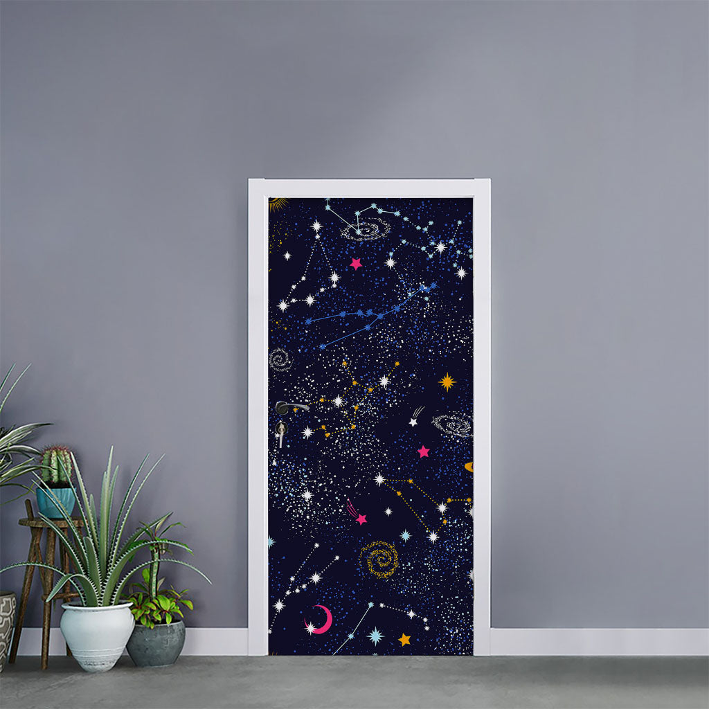 Zodiac Star Signs Galaxy Space Print Door Sticker