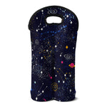 Zodiac Star Signs Galaxy Space Print Double Neoprene Wine Tote