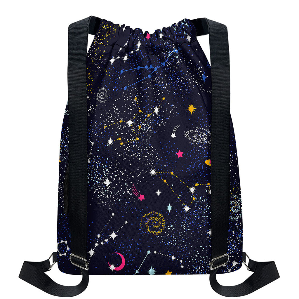 Zodiac Star Signs Galaxy Space Print Drawstring Backpack