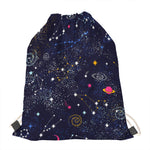 Zodiac Star Signs Galaxy Space Print Drawstring Bag