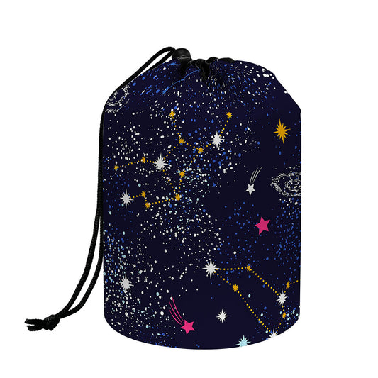 Zodiac Star Signs Galaxy Space Print Drawstring Makeup Bag