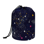 Zodiac Star Signs Galaxy Space Print Drawstring Makeup Bag