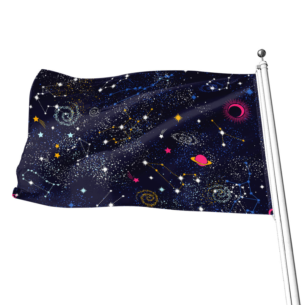 Zodiac Star Signs Galaxy Space Print Flag