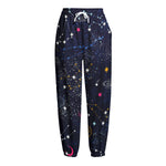 Zodiac Star Signs Galaxy Space Print Fleece Lined Knit Pants