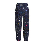 Zodiac Star Signs Galaxy Space Print Fleece Lined Knit Pants