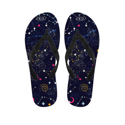 Zodiac Star Signs Galaxy Space Print Flip Flops