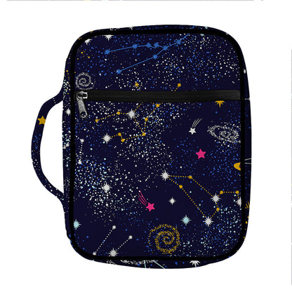 Zodiac Star Signs Galaxy Space Print Front Pocket Bible Bag