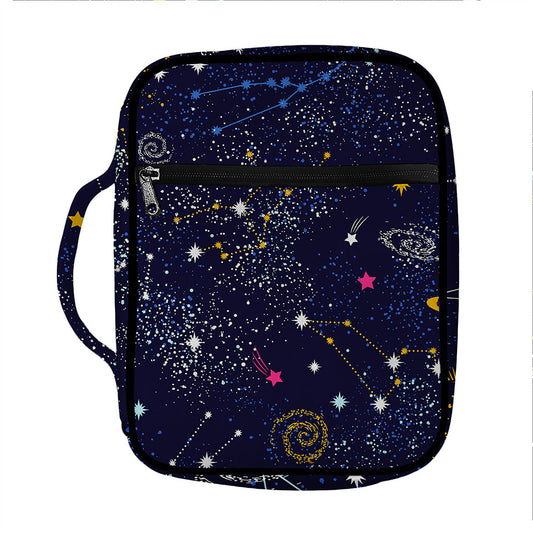 Zodiac Star Signs Galaxy Space Print Front Pocket Bible Bag