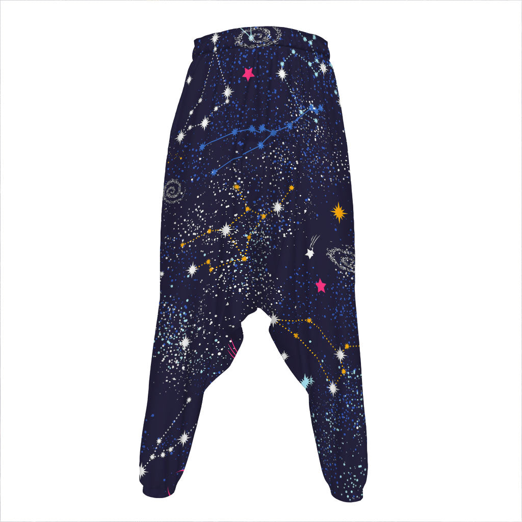Zodiac Star Signs Galaxy Space Print Hammer Pants