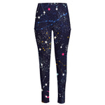 Zodiac Star Signs Galaxy Space Print High-Waisted Pocket Leggings