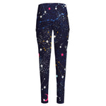 Zodiac Star Signs Galaxy Space Print High-Waisted Pocket Leggings