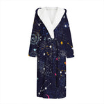 Zodiac Star Signs Galaxy Space Print Hooded Bathrobe