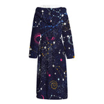Zodiac Star Signs Galaxy Space Print Hooded Bathrobe