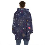 Zodiac Star Signs Galaxy Space Print Hoodie Blanket