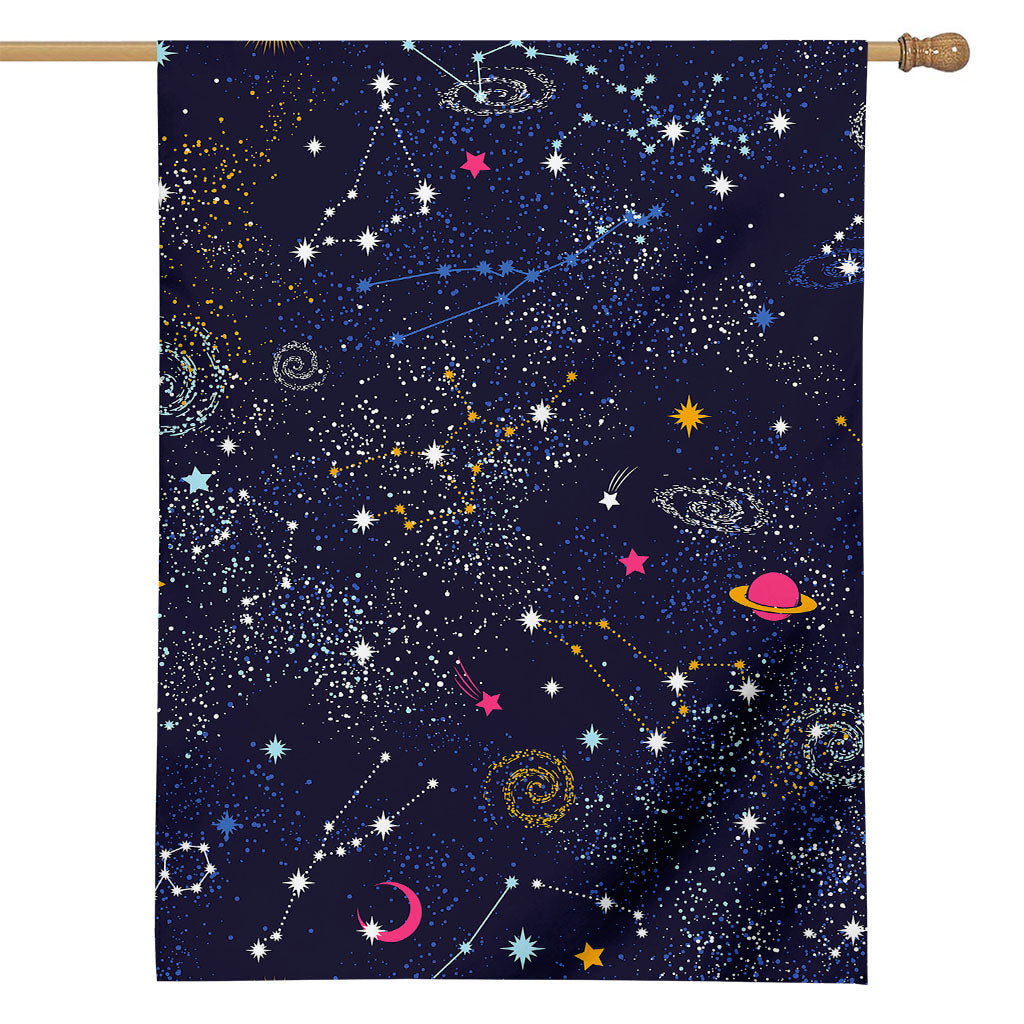 Zodiac Star Signs Galaxy Space Print House Flag