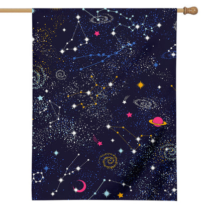 Zodiac Star Signs Galaxy Space Print House Flag