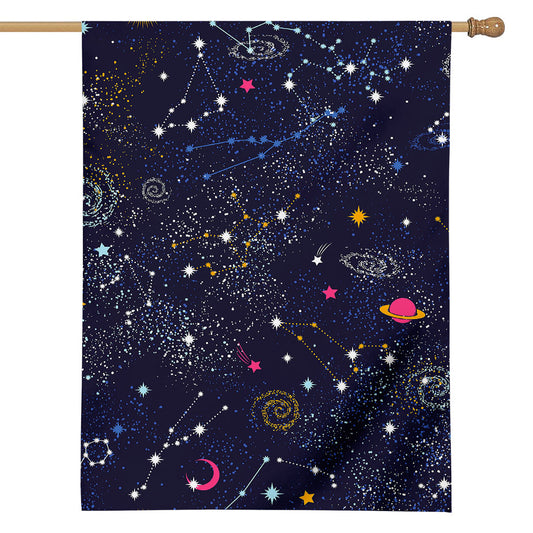 Zodiac Star Signs Galaxy Space Print House Flag