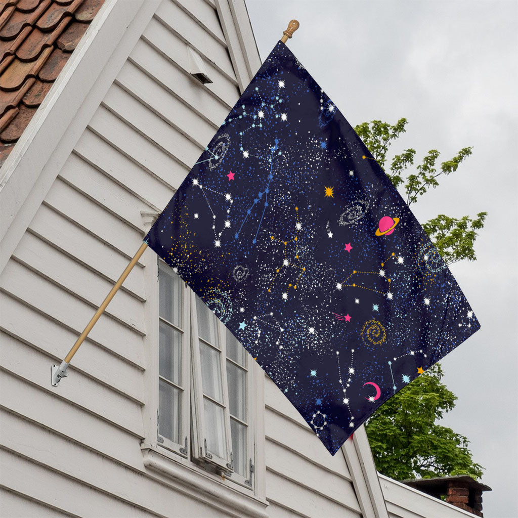 Zodiac Star Signs Galaxy Space Print House Flag