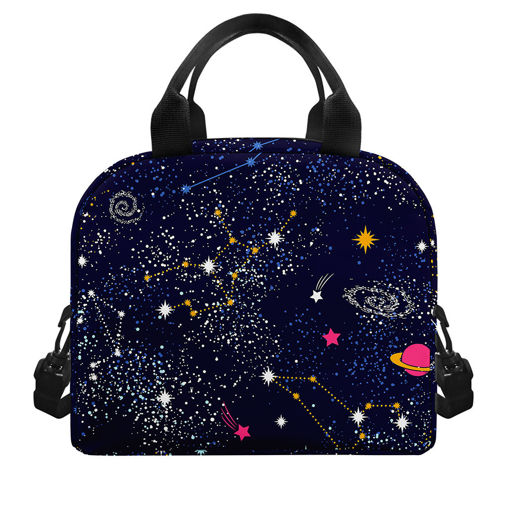 Zodiac Star Signs Galaxy Space Print Insulated Lunch Bag