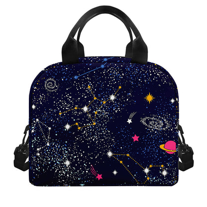 Zodiac Star Signs Galaxy Space Print Insulated Lunch Bag