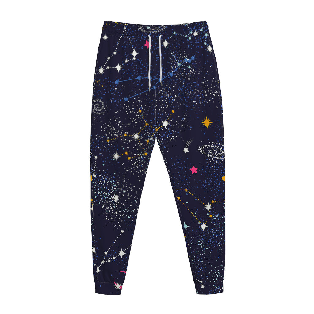 Zodiac Star Signs Galaxy Space Print Jogger Pants