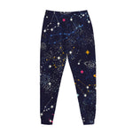 Zodiac Star Signs Galaxy Space Print Jogger Pants