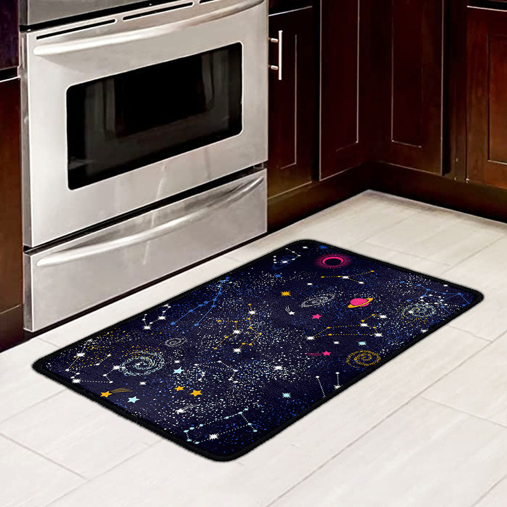 Zodiac Star Signs Galaxy Space Print Kitchen Mat