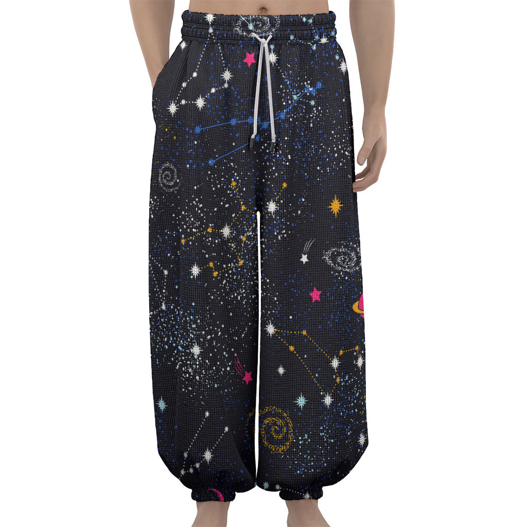 Zodiac Star Signs Galaxy Space Print Lantern Pants