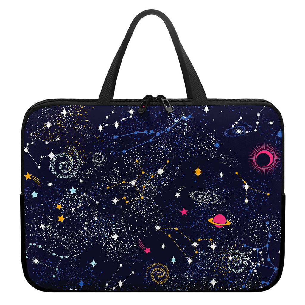 Zodiac Star Signs Galaxy Space Print Laptop Sleeve With Handle