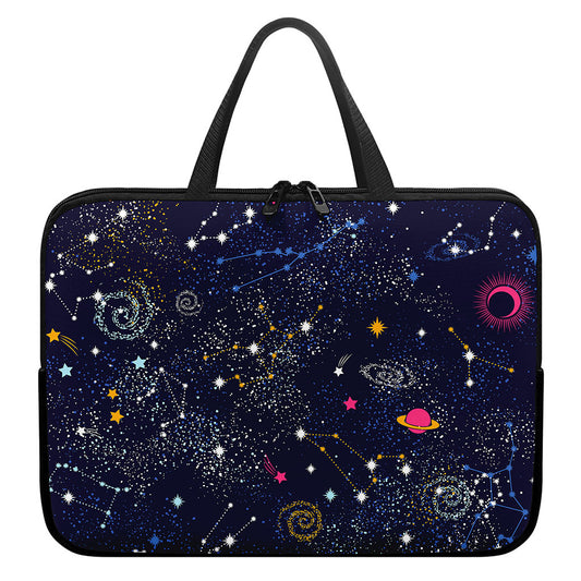 Zodiac Star Signs Galaxy Space Print Laptop Sleeve With Handle