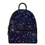 Zodiac Star Signs Galaxy Space Print Leather Backpack