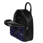 Zodiac Star Signs Galaxy Space Print Leather Backpack