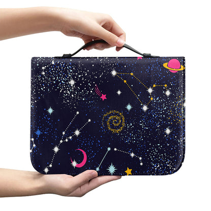 Zodiac Star Signs Galaxy Space Print Leather Bible Cover