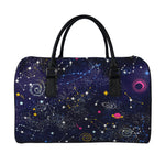 Zodiac Star Signs Galaxy Space Print Leather Duffle Bag