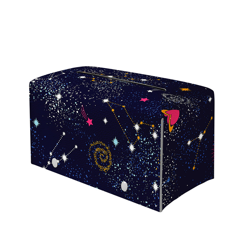 Zodiac Star Signs Galaxy Space Print Leather Tissue Box Cover