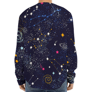 Zodiac Star Signs Galaxy Space Print Long Sleeve Baseball Jersey