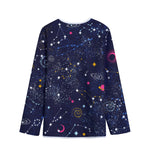 Zodiac Star Signs Galaxy Space Print Long Sleeve Short Coat