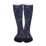 Zodiac Star Signs Galaxy Space Print Long Socks