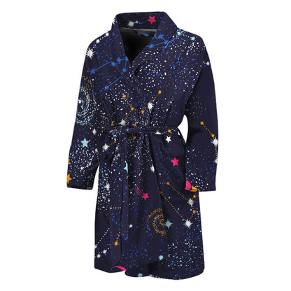 Zodiac Star Signs Galaxy Space Print Men's Bathrobe