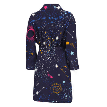 Zodiac Star Signs Galaxy Space Print Men's Bathrobe