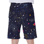 Zodiac Star Signs Galaxy Space Print Men's Beach Shorts