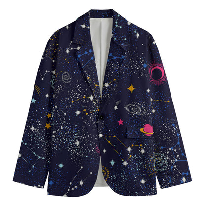 Zodiac Star Signs Galaxy Space Print Men's Blazer