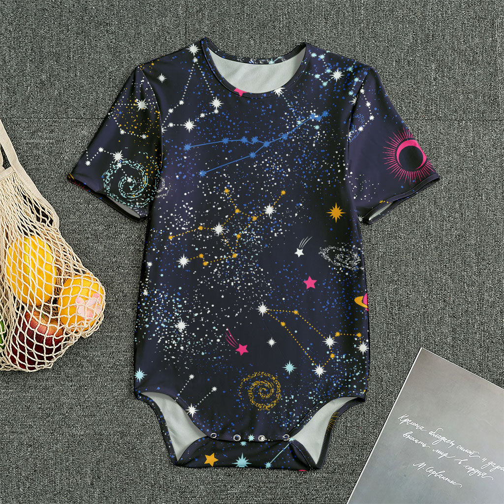 Zodiac Star Signs Galaxy Space Print Men's Bodysuit