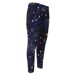 Zodiac Star Signs Galaxy Space Print Men's Compression Pants