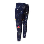 Zodiac Star Signs Galaxy Space Print Men's Compression Pants