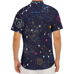 Zodiac Star Signs Galaxy Space Print Men's Deep V-Neck Shirt