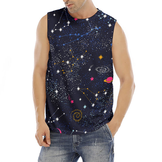 Zodiac Star Signs Galaxy Space Print Men's Fitness Tank Top